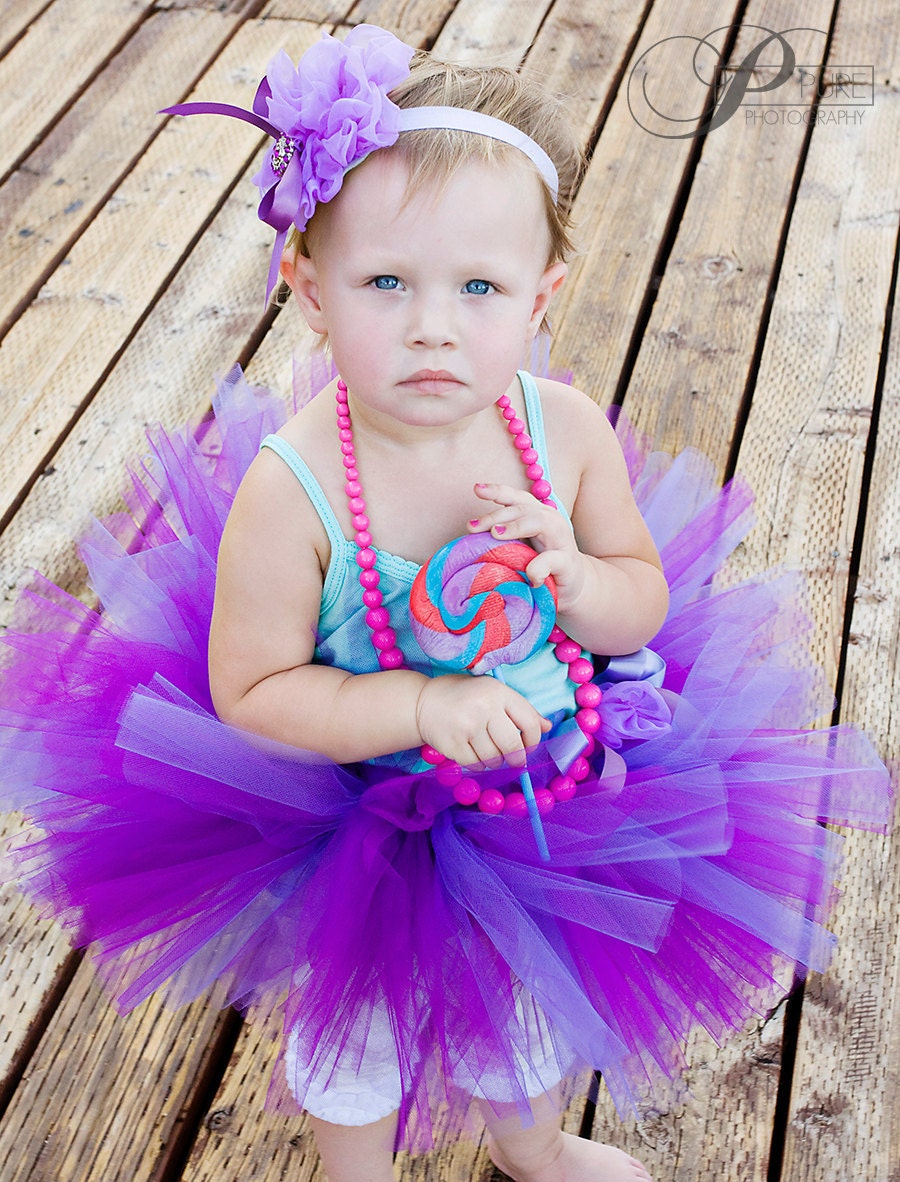 Purple and Blues Tutu Set -  Tutu and matching bow-Flower Girl outfit,  Perfect for birthdays and special occasions