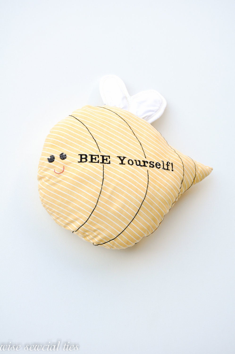 BEE yourself pillow, cuddle, lovey, one of a kind, reclaimed fabrics, ready to ship, limited edition, 18 x 18 inches