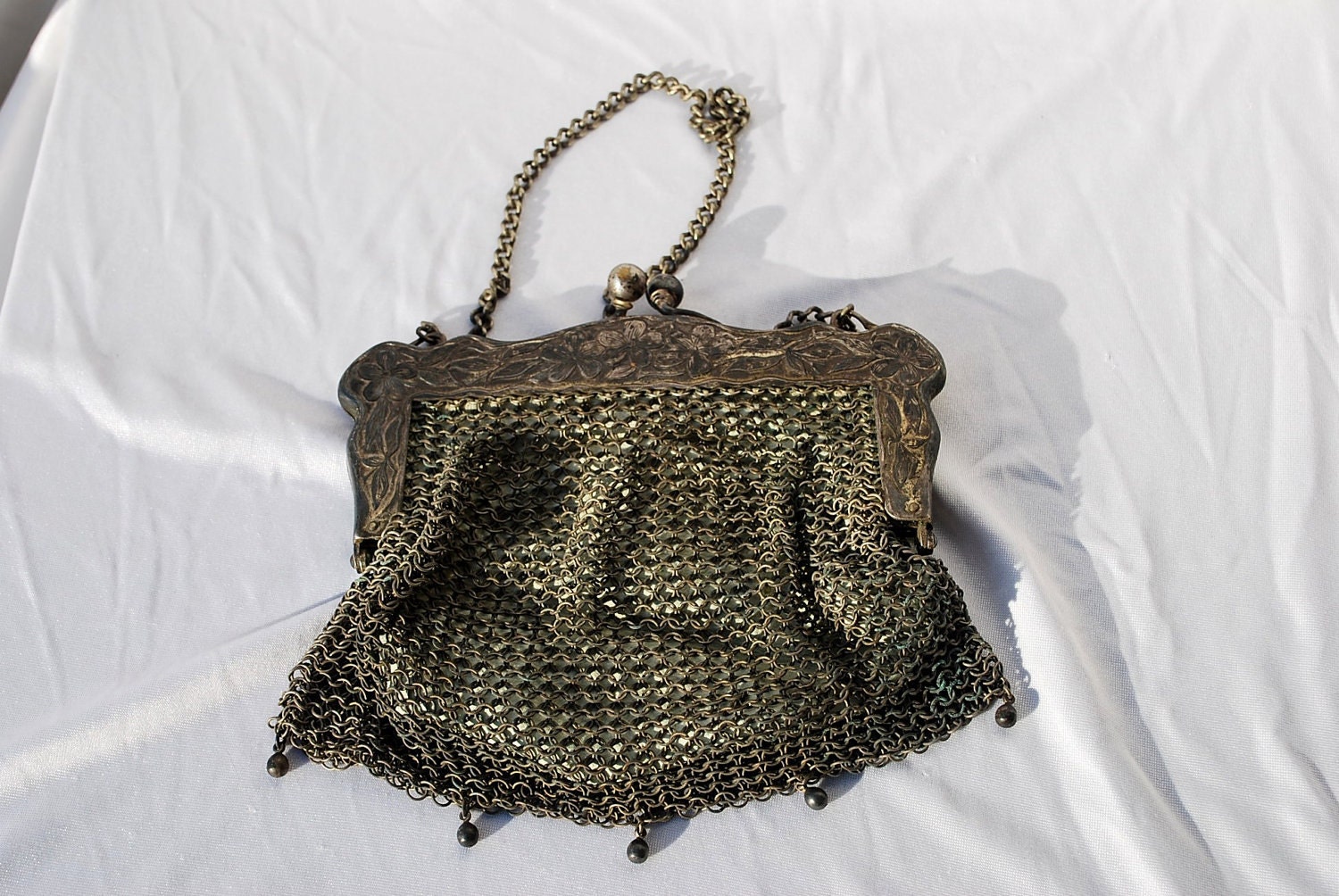 Vintage 20&#39;s mesh purse chain link flapper bag by thekaliman