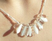 Cave Girl Deluxe Necklace - Quartz Crystal and  White Glass - Statement Necklace - Beadwork