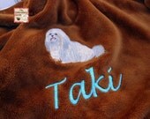 Lhasa Apso Embroidered Dog Blanket