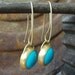 Blue Turquoise Earrings, Gold Earrings, 22k Gold & Turquoise Earrings