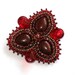 Brooch red jasper embroidery OOAK "Autumn"