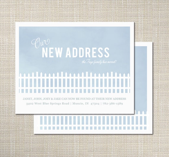 Moving Announcement - Set of 25 "Picket Sky" Announcements