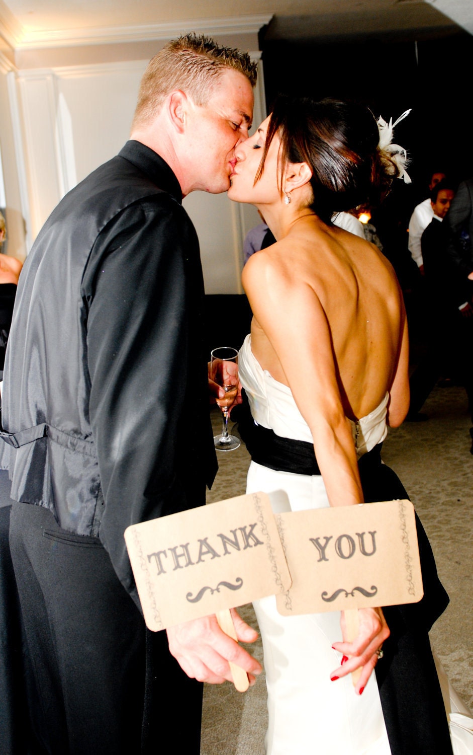 The ORIGINAL-The Mr/The Mrs- Mustache/ Lips- Thank You Double Sided Wedding Photo Props Signs on Kraft Paper- Set of 2