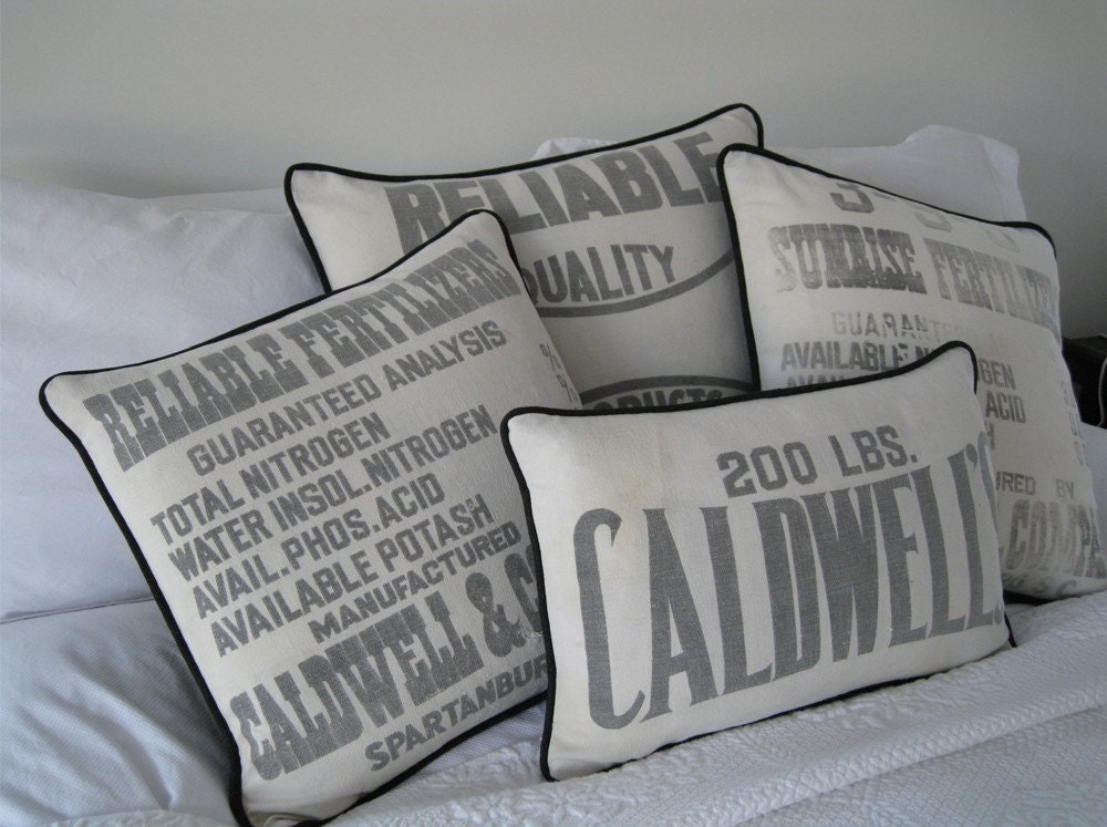 Fertilizer Sack Pillow made from an original vintage sack