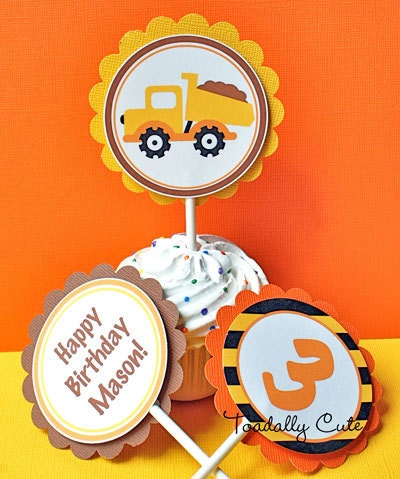 Construction, Cupcake Toppers, personalized set of 12 Il_170x135