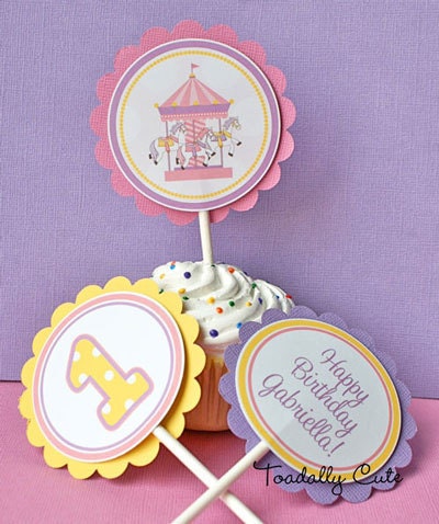 NEW - Carousel, Cupcake Toppers, personalized set of 12 Il_170x135