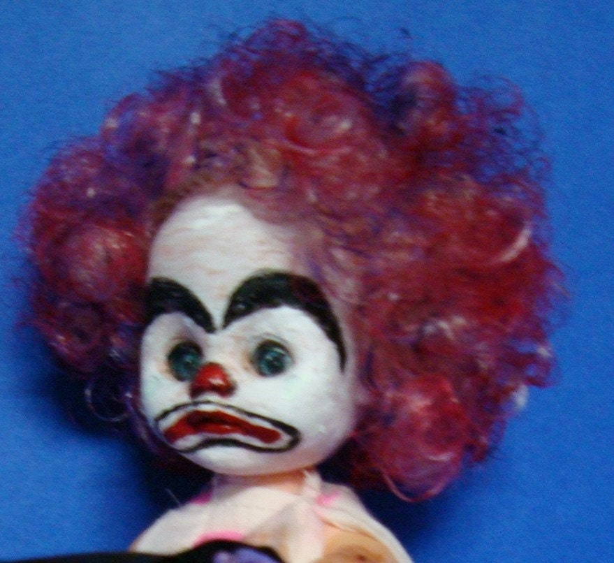 Altered Horror Art Doll Circus Clown Rat Tamer w/Rat Artist Signed