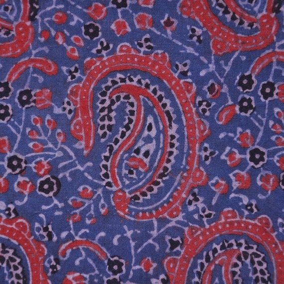 1m Paisley Block Print Cotton Fabric