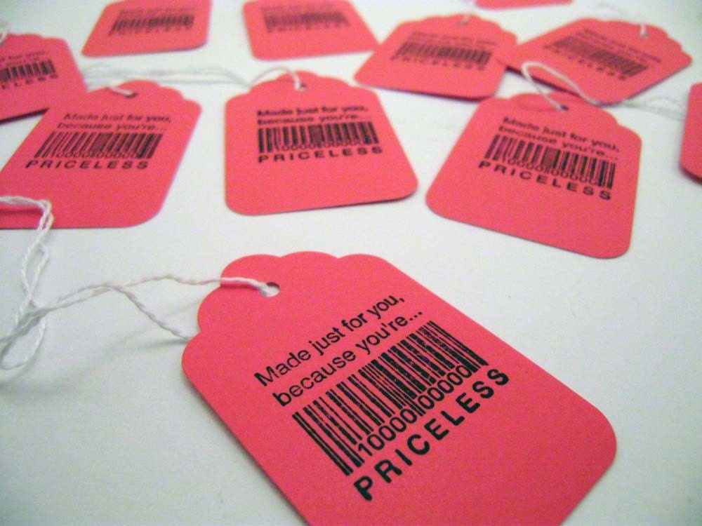 Set of 20 Tags - Made Just For You Because You're Priceless
