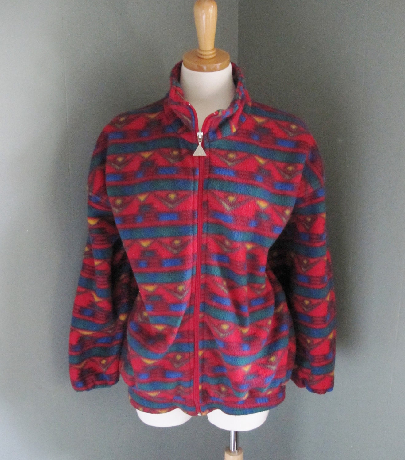 Vintage AZTEC Print Fleece Jacket - Active Sensation - Women Medium