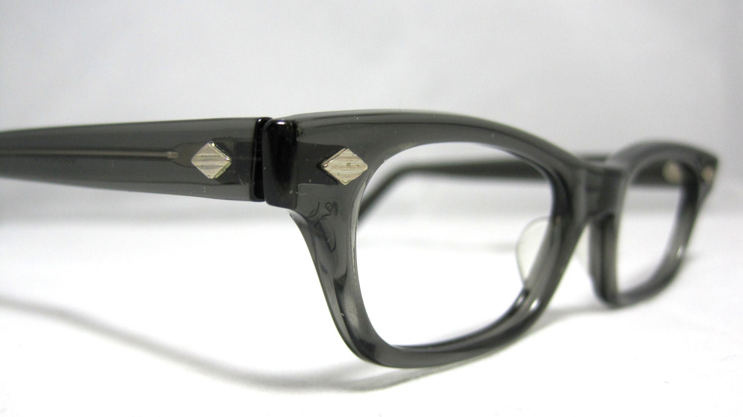 Vintage EyeGlasses. Horn Rim 50s Gray Translucent Frames.