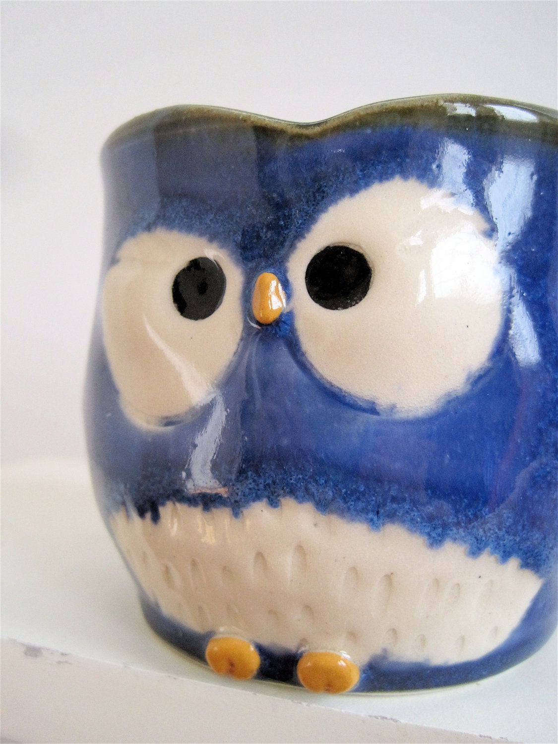 Hooter Owl Mug (Wilder) In Bright Blue Handmade Stoneware