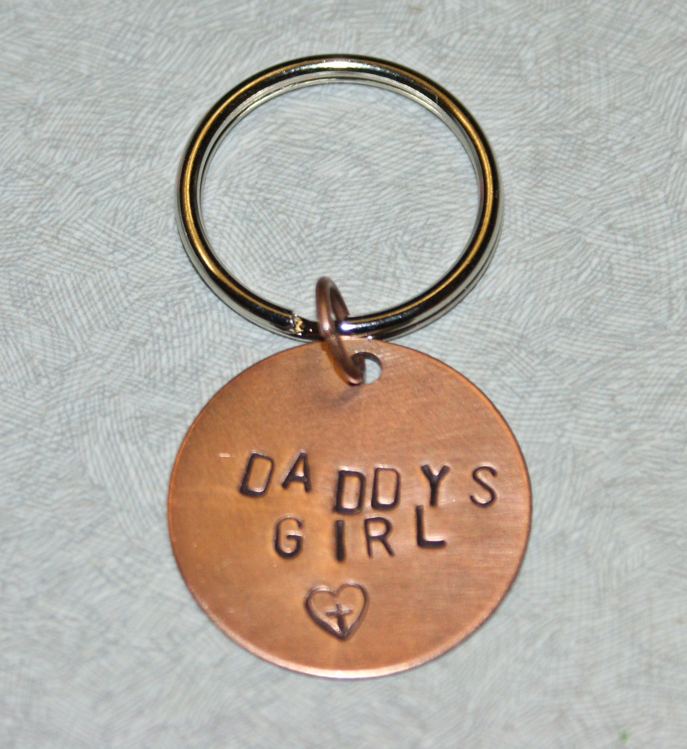 Hand Stamped Daddys Girl Copper Disc Keychain by teresasjewelrybox