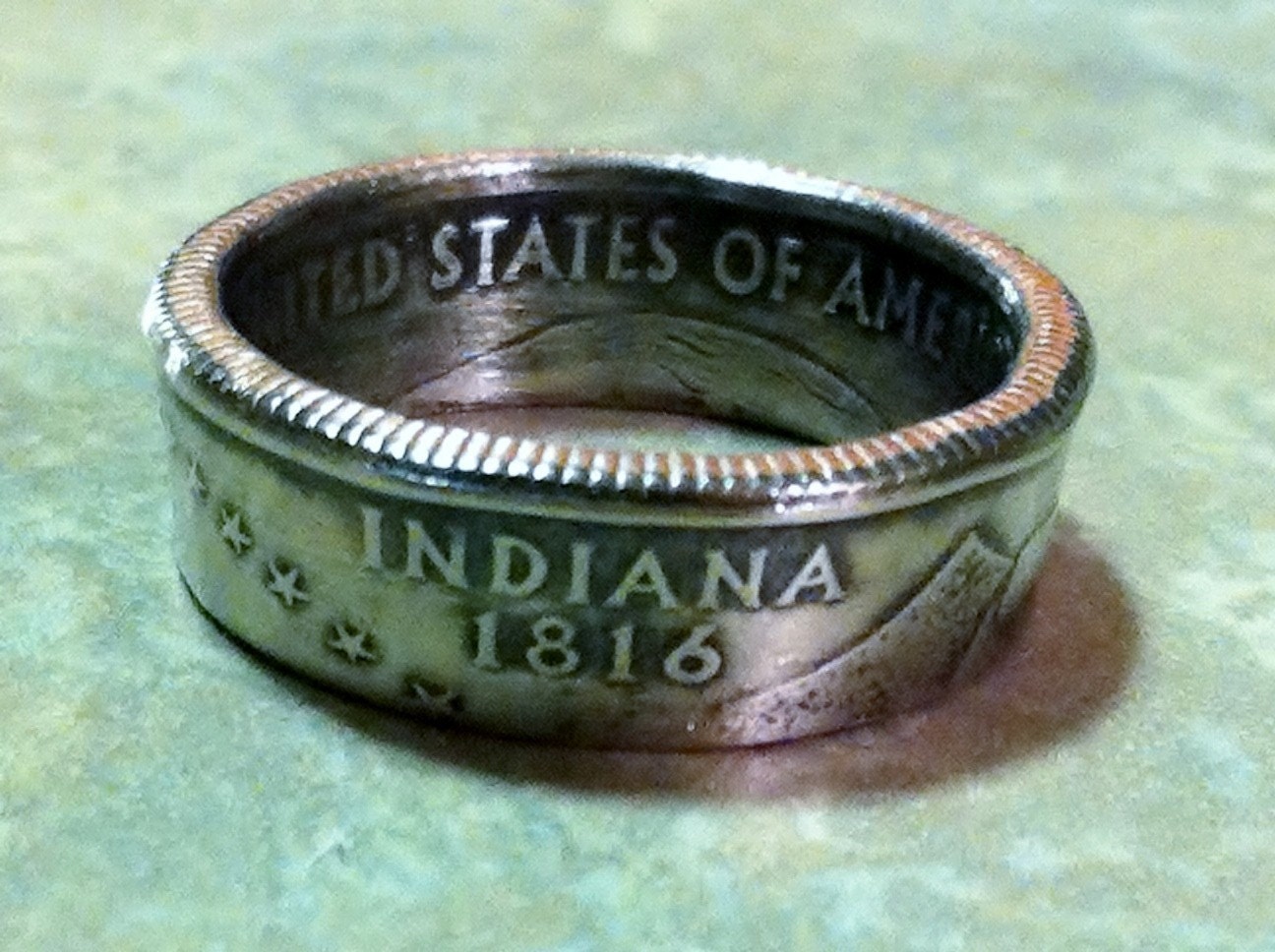 2002 Indiana State Quarter Coin Ring  Size 4.5-14