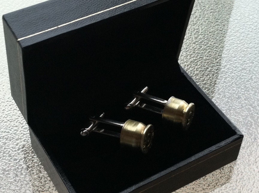 Winchester 45 Auto Bullet Gun Shell Cufflinks by Custom Coin Rings