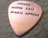 Personalized Hand Stamped Custom Copper Guitar Pick with Leather Case - Gift for Him Musician Dad Brother Rock Star