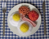 Big Breakfast knitting pattern - knit toy food including egg sausage beans and bacon from fluff and fuzz