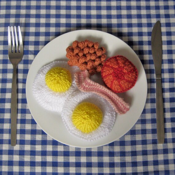 Big breakfast toy food knitting pattern instant by fluffandfuzz