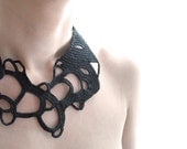 Black crochet okapi necklace - statement jewelry - hand made in the Paris - France - Paris fashion