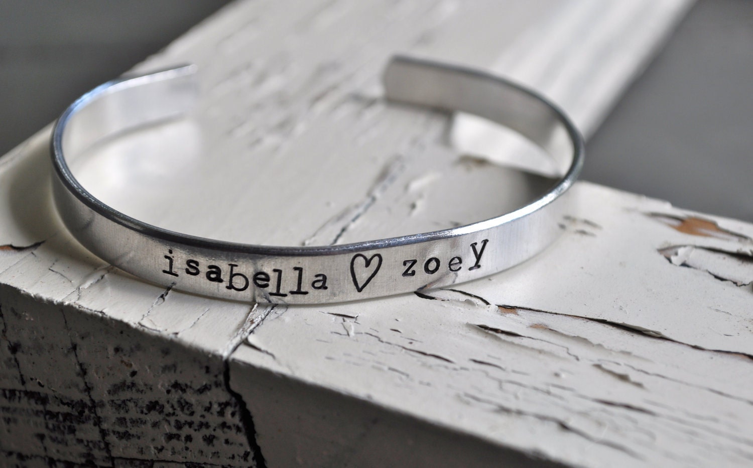 Personalized Handstamped Cuff Bracelet - Choose your own Names/Words