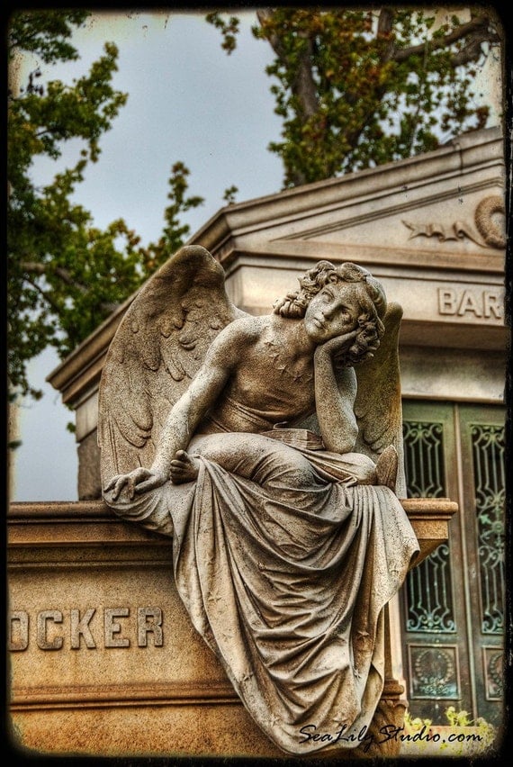 Crocker Angel 8x12 : angel photo art nouveau statue sculpture cemetery photography ethereal home decor fine art print