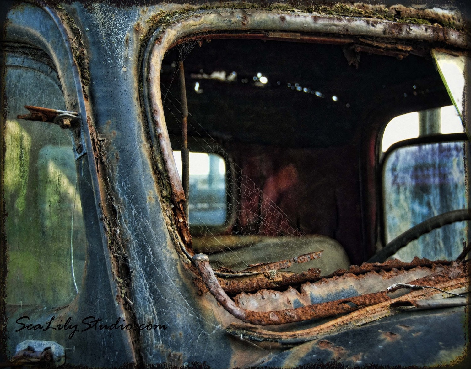Cracked Rearview 11x14 old truck photography by SeaLilyStudio
