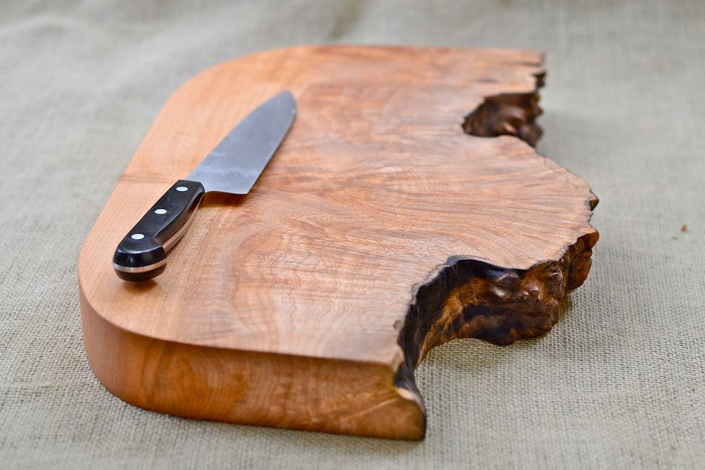 Burl Burst, Large Wood Cutting Board, Natural Edge Salvaged Maple 411