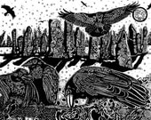Ravens at  Standing Stones - 8x10 Fine Art print