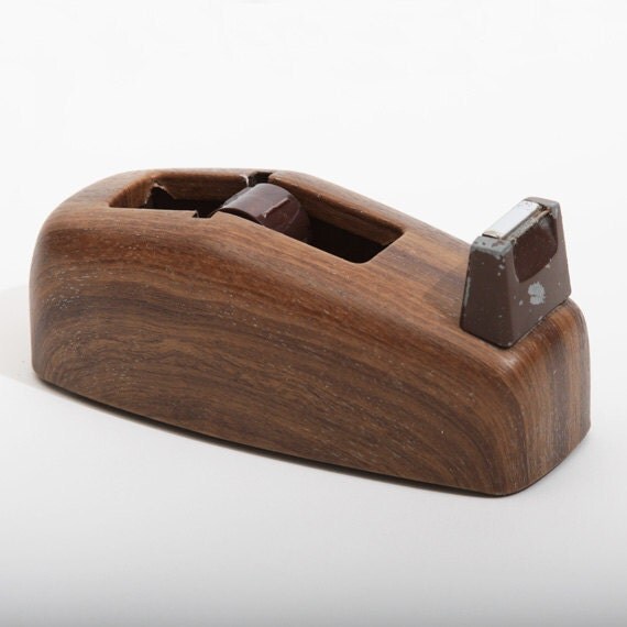 Vintage Faux Wood Grain Scotch Tape Dispenser by CarolsThreads