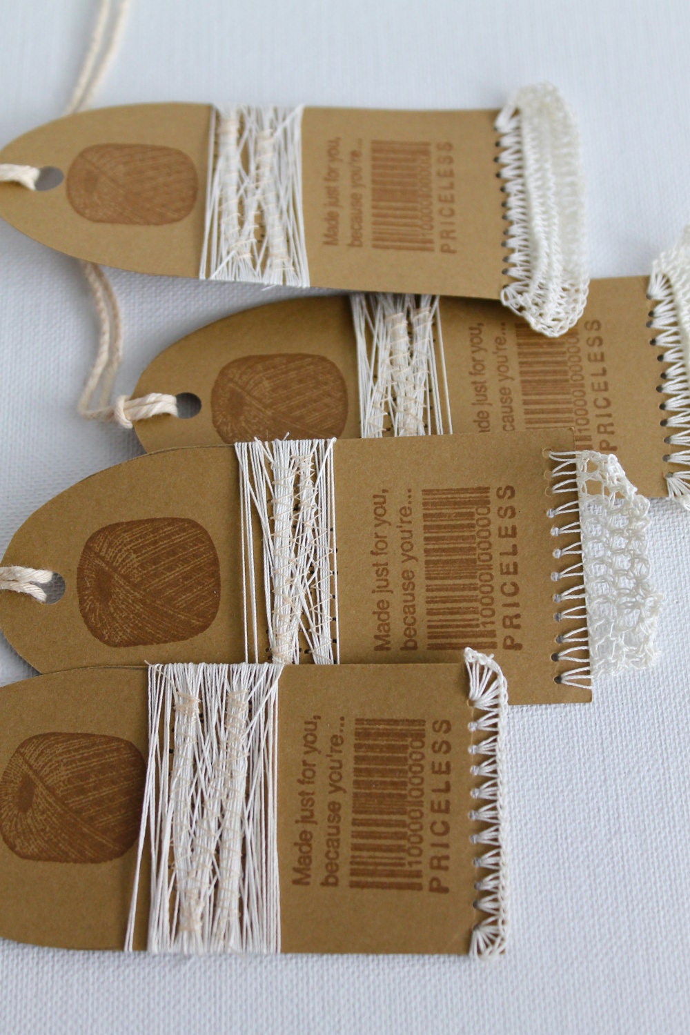 Crochet Gift Tags Set of Four Handmade Country Tags