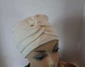 Ivory Off White Cream Chemo Hat Cancer Cap Soft Warm Cotton Jersey Knit Hat Womens Turban Free Ship in USA