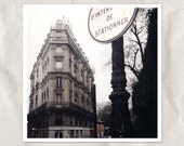 Paris photography, 5x5 print, corner building, architecture, Europe city view, Montparnass, black , white, sepia, french home decor