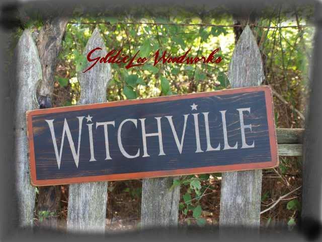 Primitive, Folk Art ,Halloween, Witchville wall sign