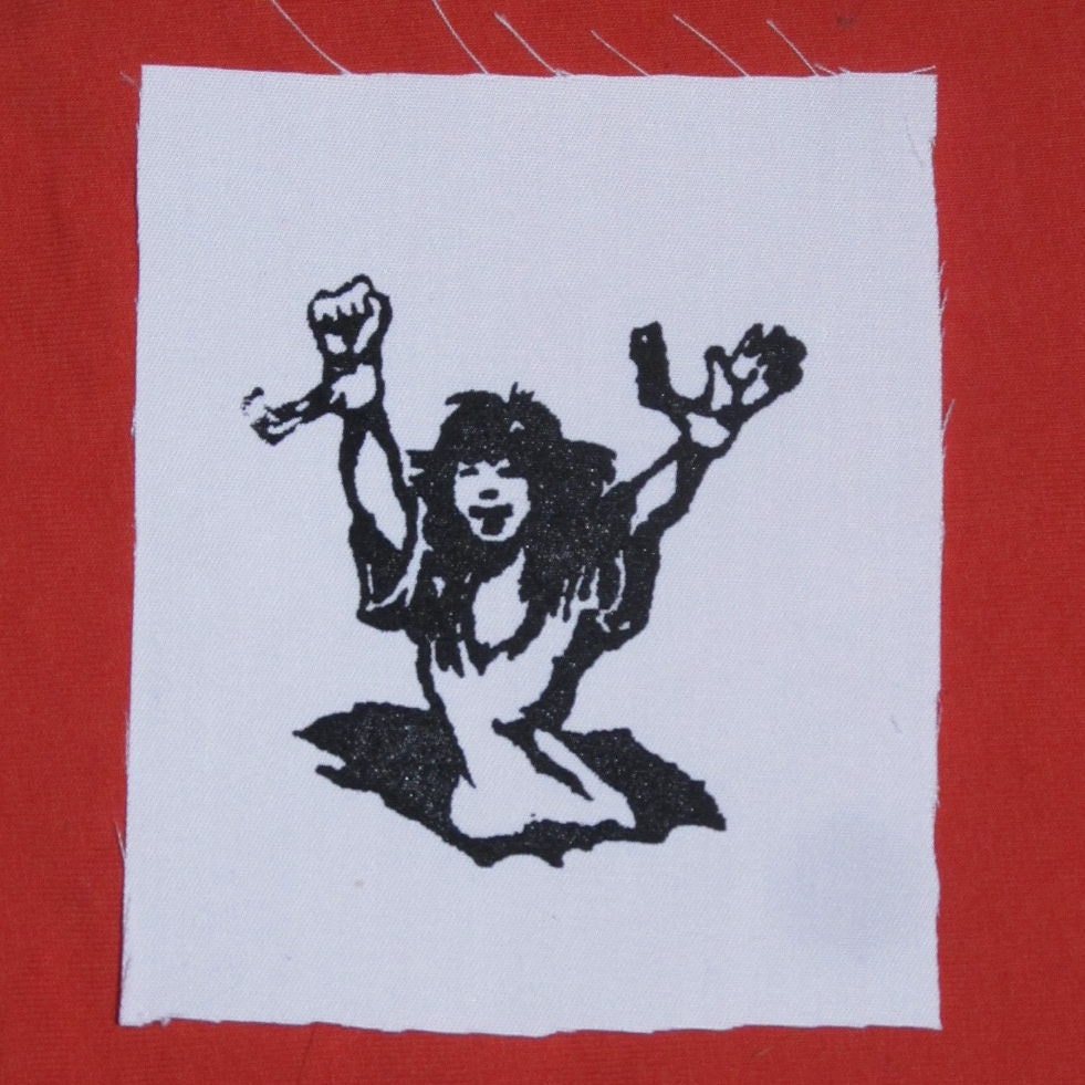 Punk Patch - Break The Chains, Black on White - prison break punk patches comic print feminist woman activist riot grrrl power girl feminism