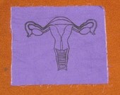 Uterus Patch, Black on Purple, Small Size - feminist punk patch, lavender, silkscreen print, feminism, riot grrrl, reproductive rights, body