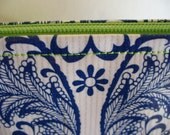 Oilcloth Pouch - Blue and White Floral