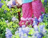 Ruffle Pants/Capris - Pink Floral and Gingham  Sizes 12MO - 8