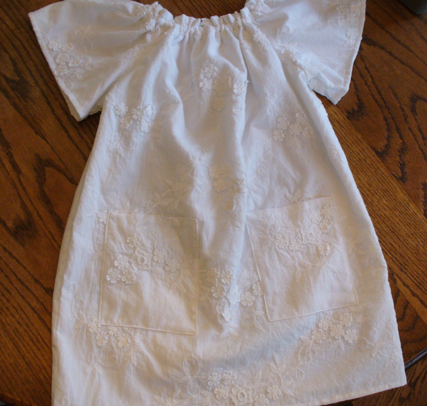 LAST ONE  White Lace Peasant Dress - Sizes 6MO - 8