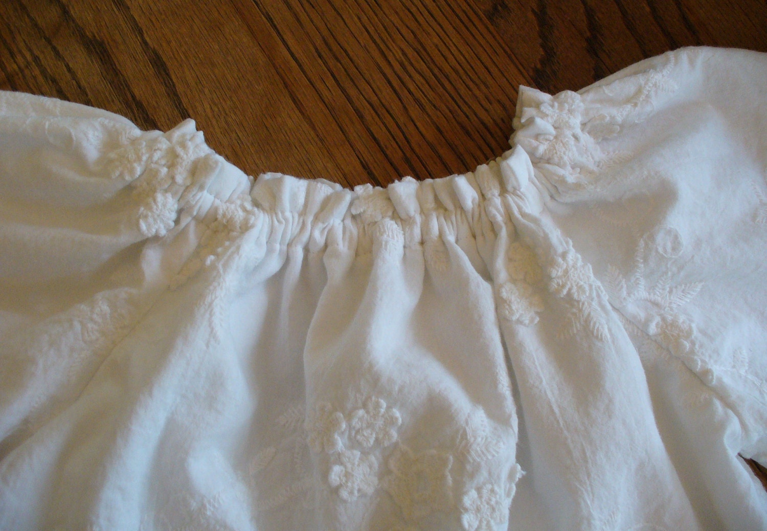 LAST ONE  White Lace Peasant Dress - Sizes 6MO - 8