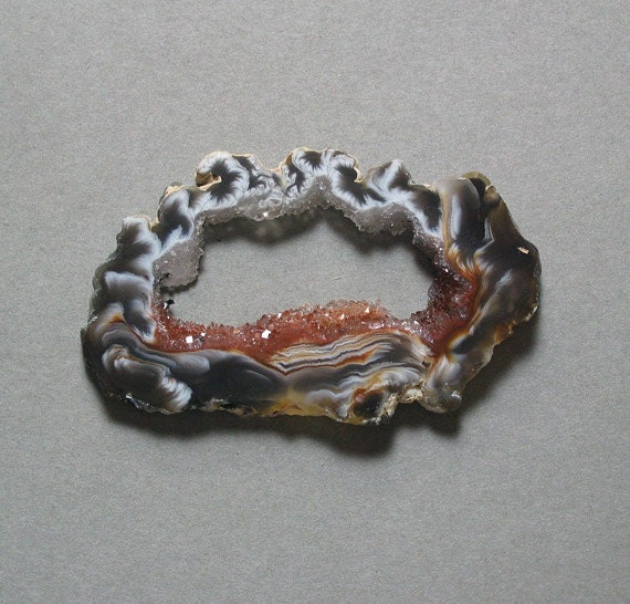AGATE GEODE SLICE 37X62mm wirewrap