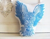 Plush Owl Pillow. Hand Woodblock Printed. Customizable Colors. Made to Order.