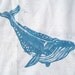 Whale Woodblock Print. Fabric Wall Hanging. 11X14.