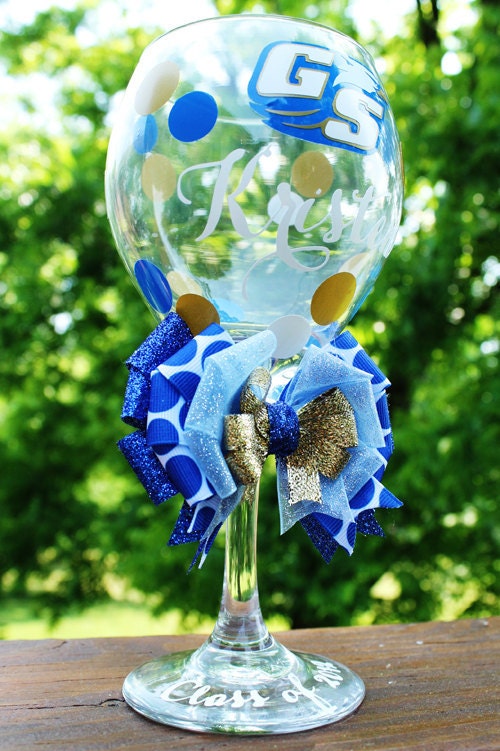 GSU Georgia Southern University Eagles Personalized Name Graduation Class of 2012 College High School Wine Glass