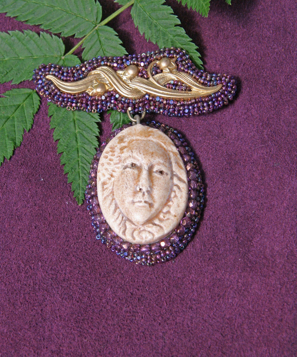 Goddess Pendant Brooch, Beaded