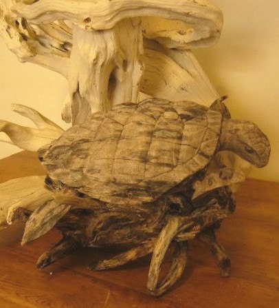 DRIFTWOOD SCULPTURE SEA TURTLE by modernlogic on Etsy