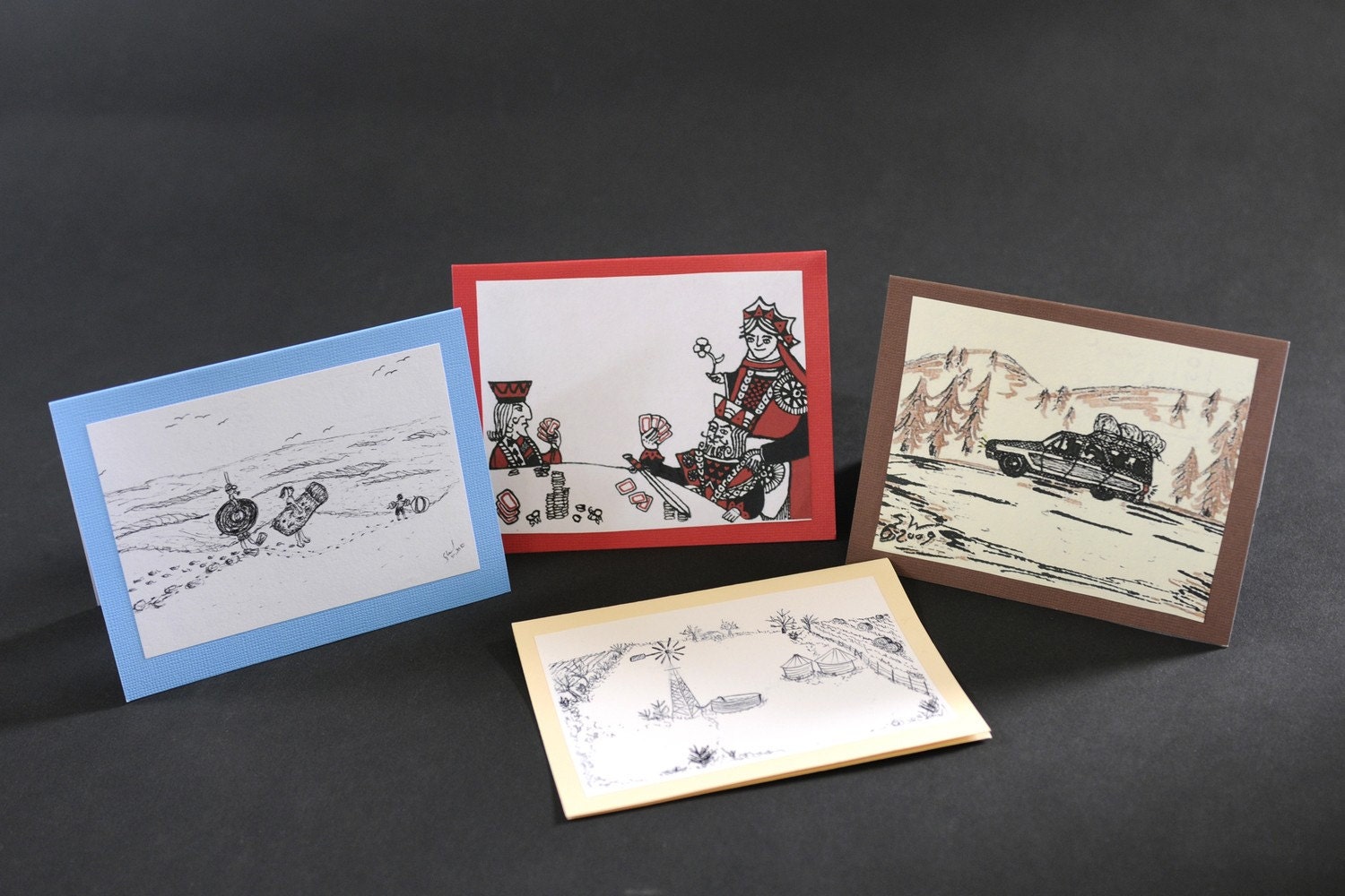 Travel Vacation Stationary Postcard Alternative Greeting Card Set of 4