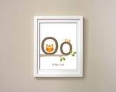 Printable Alphabet Art - O for Owl - childrens room poster, baby room wall decor, and nursery print - personalized