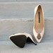 1980s High Heels / 80s Cream with ART DECO Look Pumps Shoes / 6.5M